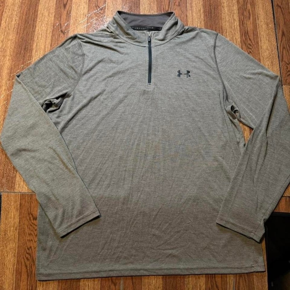 Under Armour Grey Heat Tech Retro Sportswear Running Quarter Jacket Large